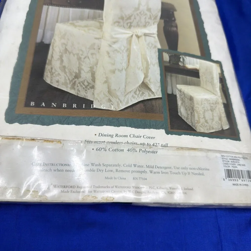 Waterford Linens Banbridge Pearl Color Dining Room Armless Chair Cover 42